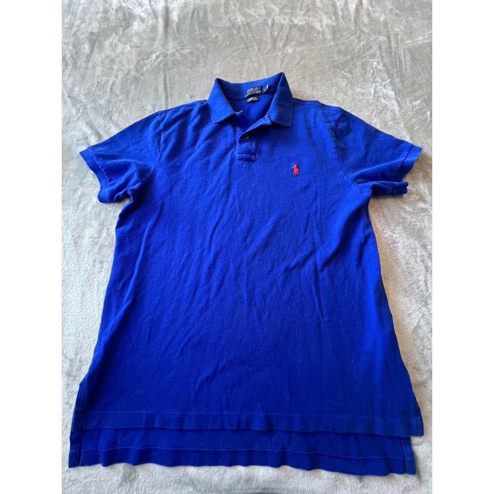 Polo Ralph Lauren Polo Shirt Mens L Blue Custom Fit Stretch Mesh Short Sleeve